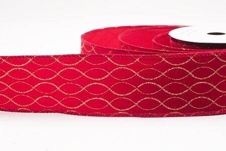 Licht bordeauxrood glitterlint met ogee-raster en draad_KW0469GC-8B-169